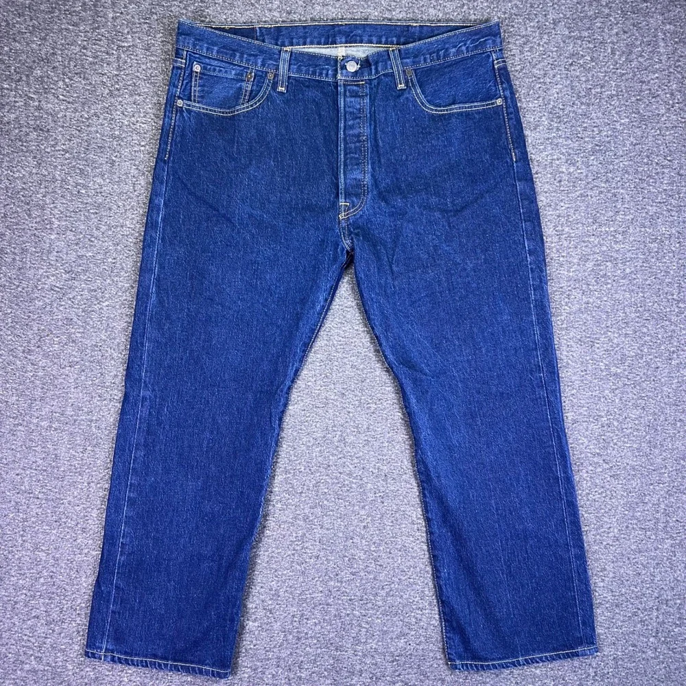 Levis 501 Jeans‎ Mens 40x30 Dark Blue Classic Original Straight Button Fly Denim